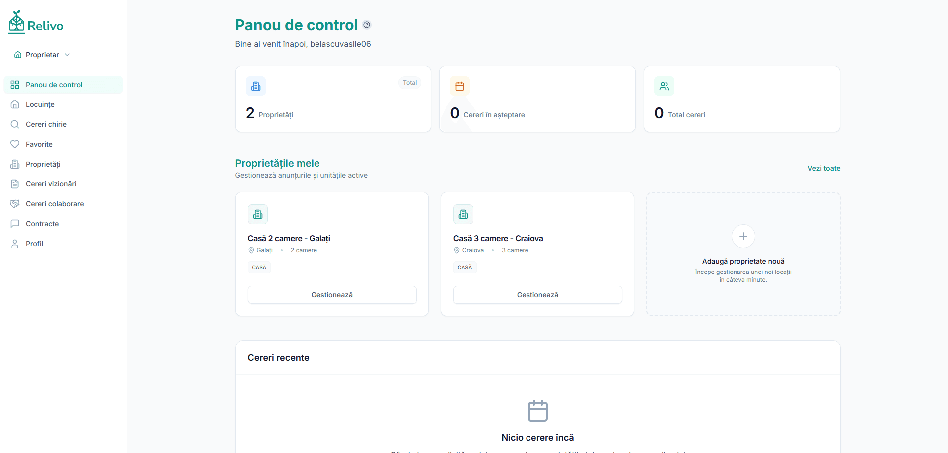 Relivo real-estate SaaS dashboard